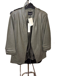 Dolce Cabo - Women's Vegan Leather Ruched Sleeve Blazer