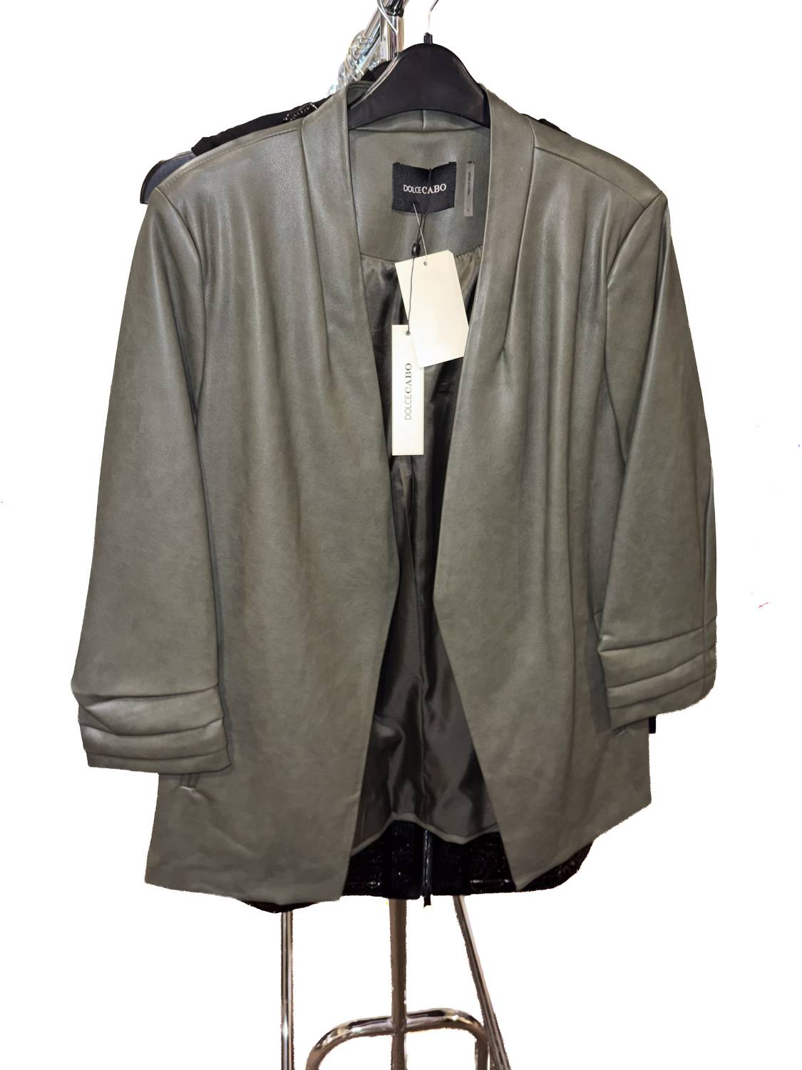 Dolce Cabo - Women's Vegan Leather Ruched Sleeve Blazer