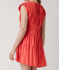 Elan - Cap Sleeve Mini Tiered Dress