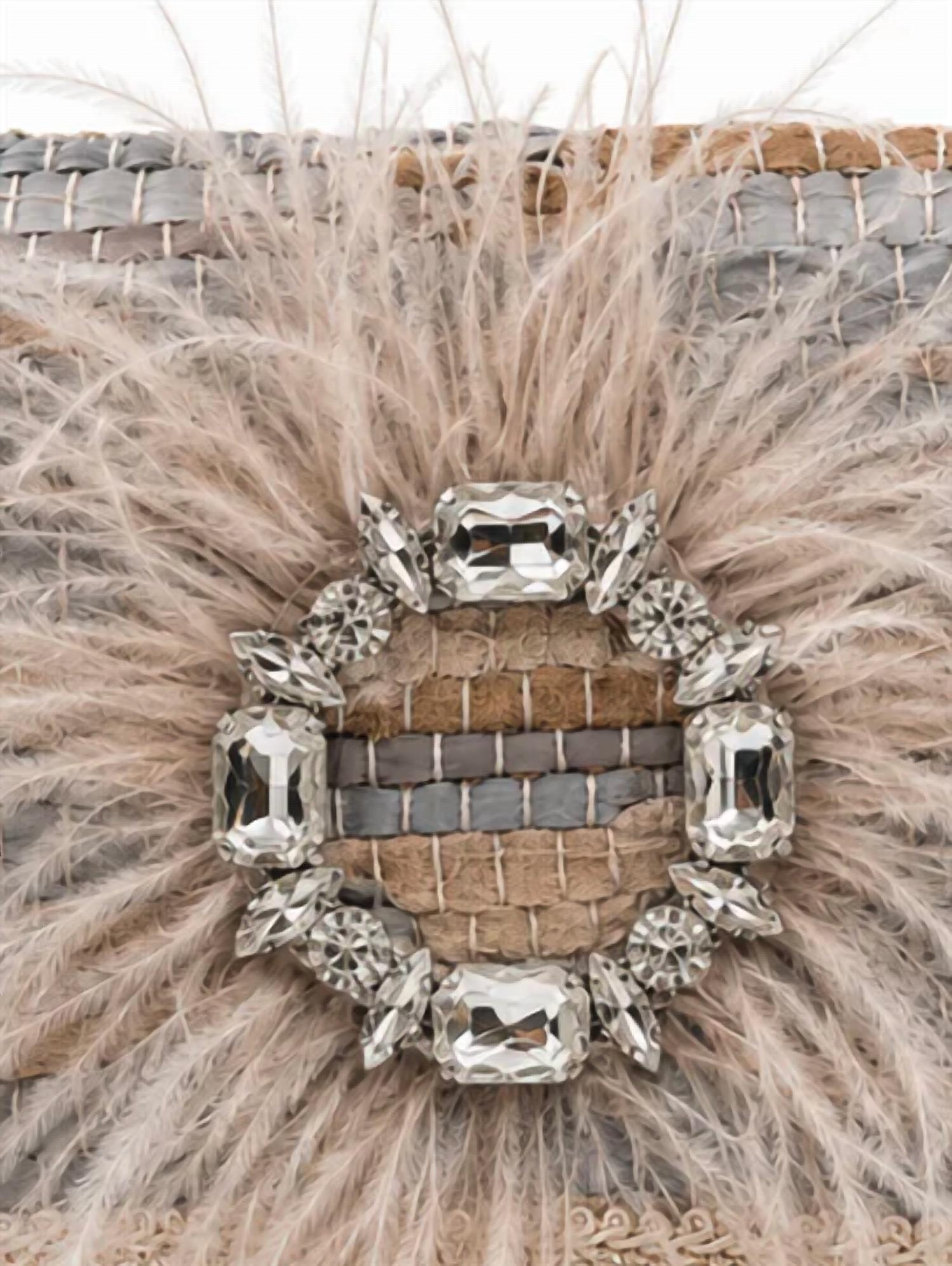 Elektra'S Workshop - Women's Ostrich Feather Regular Shoulder Bag