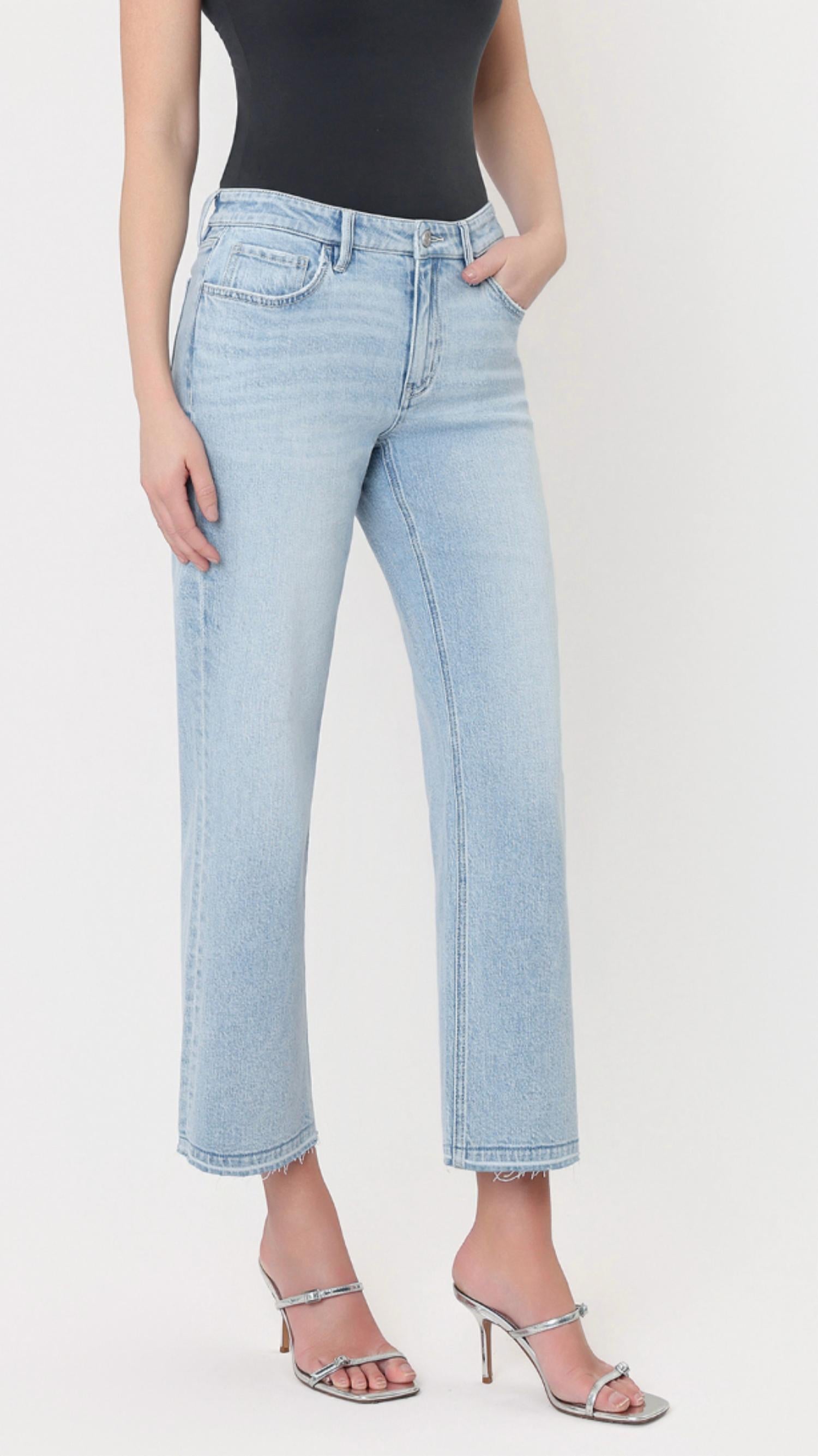 Vervet By Flying Monkey - Mid Rise Crop Slim Wide Leg Jeans