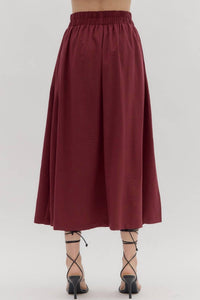 entro Woven Slit Midi Skirt in wine - women's skirt - alternate view