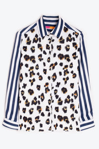 Vilagallo - Animal Print Stripe Blouse