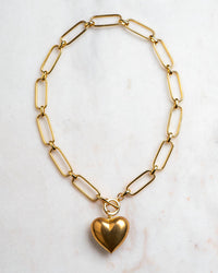 Cara Brown Designs - Women's Vintage Puffed Heart Necklace