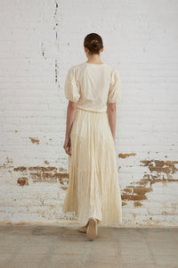 SITA MURT Lurex Long Tiered Maxi Skirt in eggshell - women's skirt - detail view