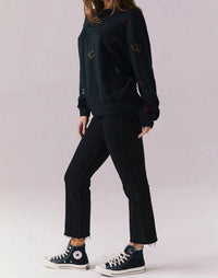 Chaser Allover Icons Top in true black - women's long sleeve top - alternate view