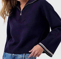 sundays Maren Long Sleeve Sweater in navy - women's sweater - detail view