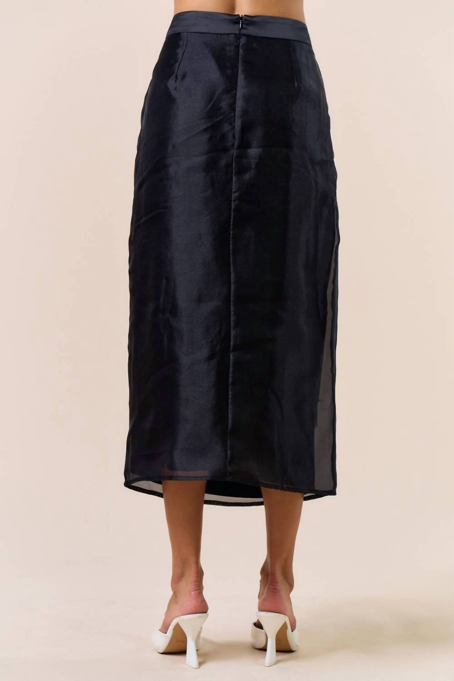 Lalavon - Chiffon Beaded Midi Skirt