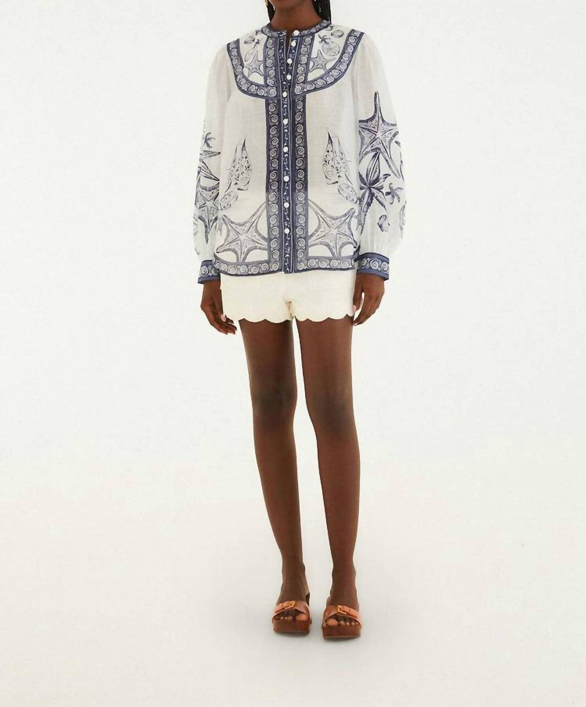 Farm Rio - COAST SCARF LONG SLEEVE BLOUSE