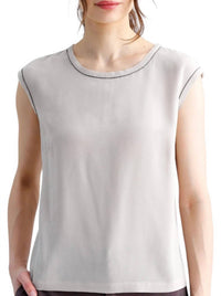 Go by Go Silk Out Of Your Shell Metal Tee in white - women's t-shirt - detail view