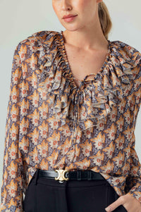 sundays RUMI TOP in harvest floral - women's long sleeve top - alternate view