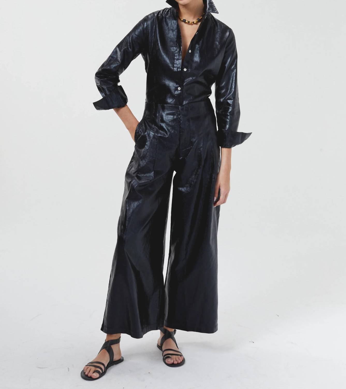 Lanhtropy - Culotte Metallic Linen Pants