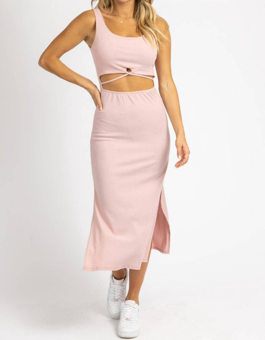 RIBBED CUTOUT MIDI DRESS