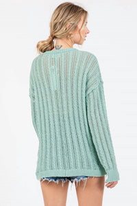 Heyson - Open Knit Front Button Sweater