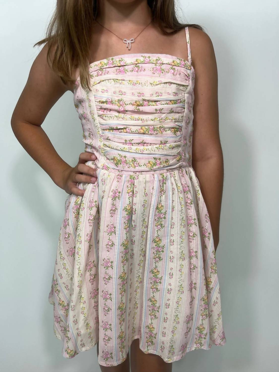 Katie J NYC Girls Francesca Dress in floral stripe - kids' dress - view 4