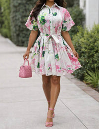 N By Nancy - Botanical Puff-sleeve Mini Dress