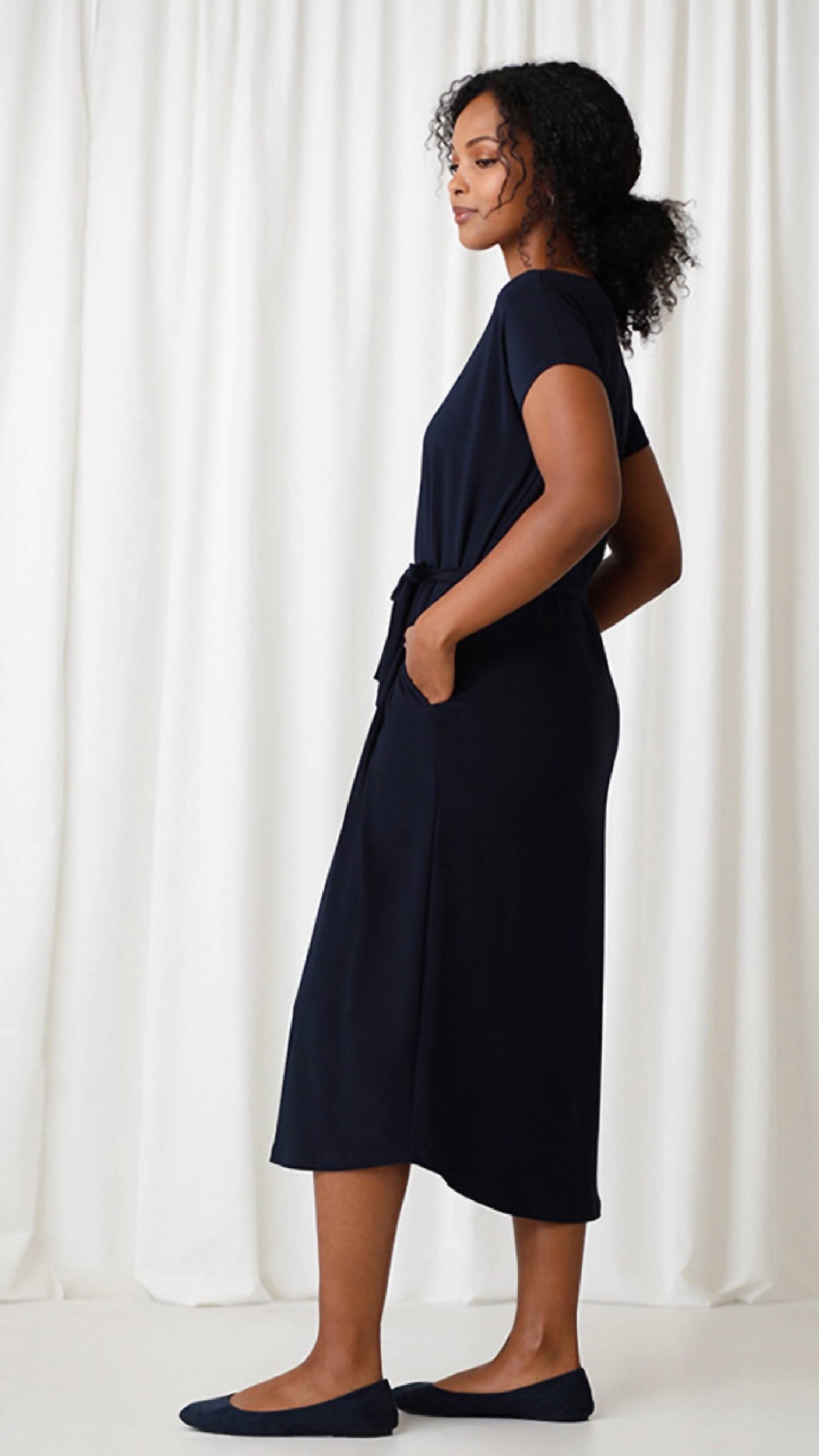 Sympli - Boatneck Belted Dress