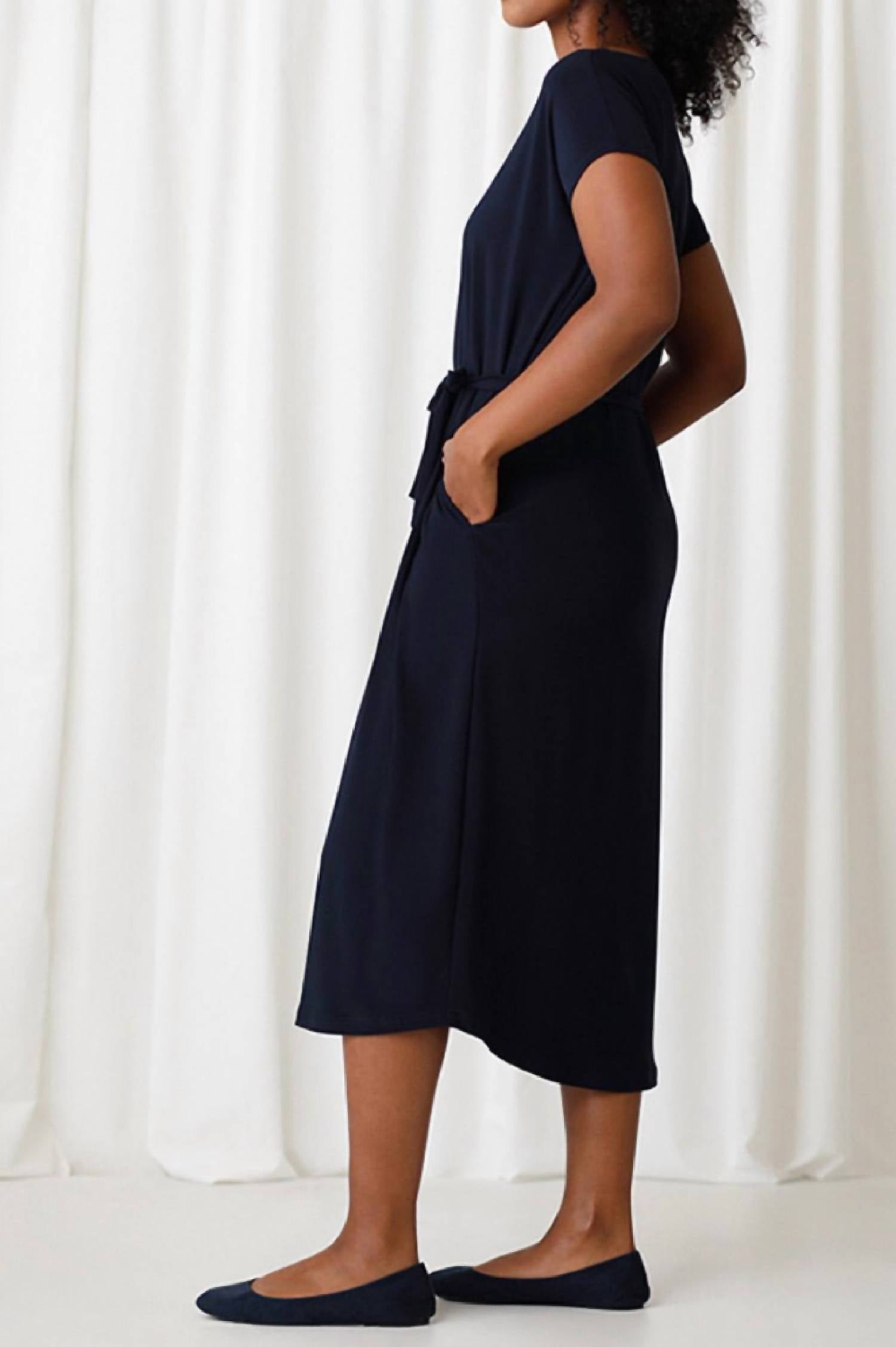 Sympli - Boatneck Belted Dress