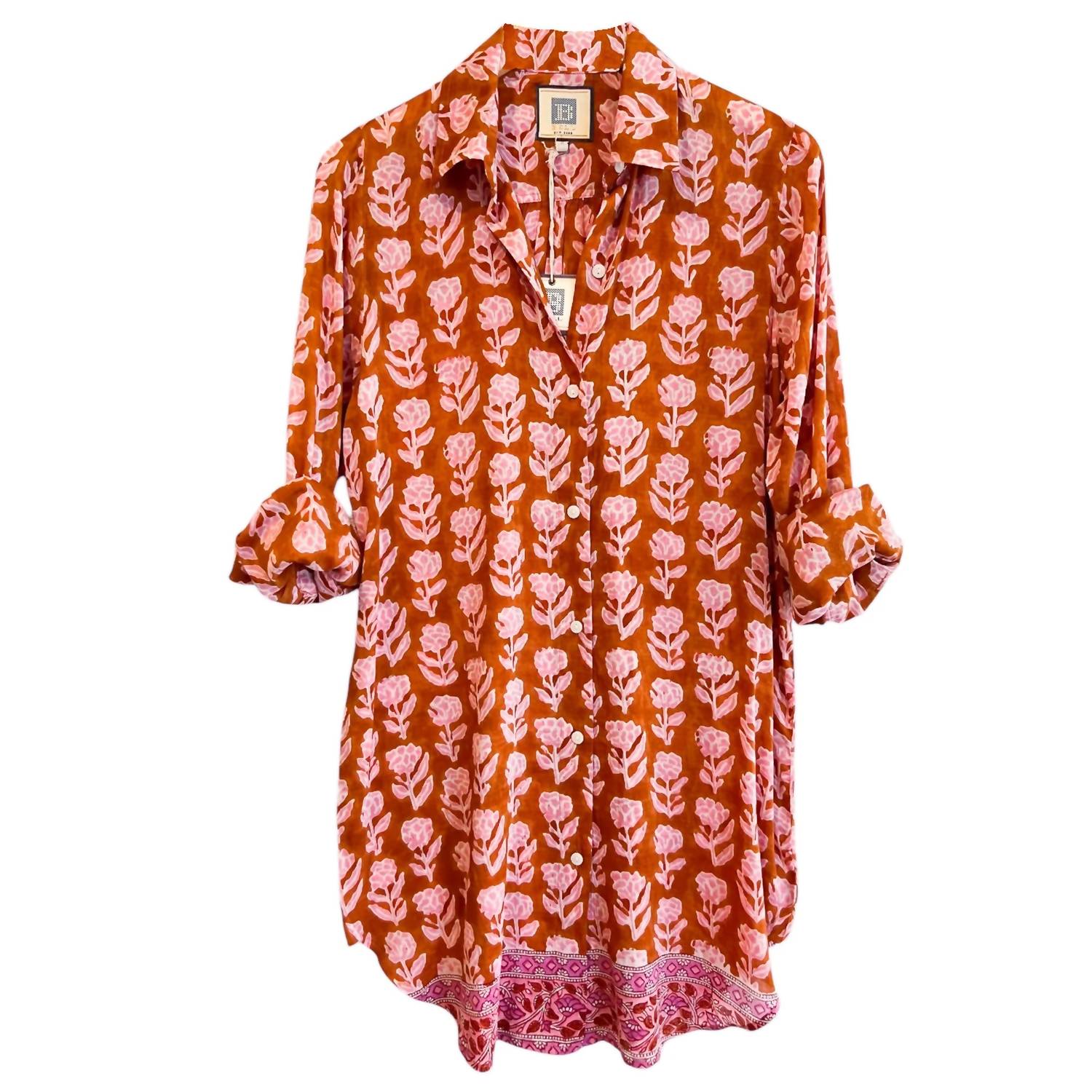Bell by Alicia Bell Women's Oversized Shirt in orange - women's shirt - detail view