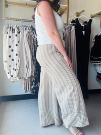 Easel - Women's Stripe Wide Leg Pants
