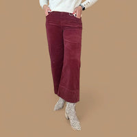 Risen - Women's High Rise Crop Wide Corduroy Pants