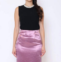 Gracia - Pearl Trim Neckline Knit Tank