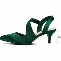 Mysoft - Women's Satin Closed Toe Slingback Heels