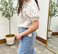 Doe And Rae - Floral Button Up Peter Pan Collared Blouse
