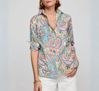 Hinson Wu Long Sleeve Button Down Shirt in multi paisley print - women's shirt