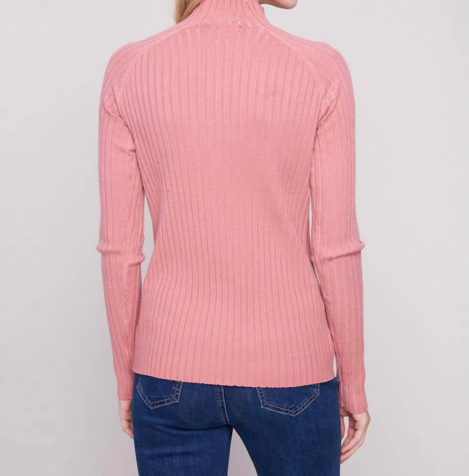 Charlie B - Ribbed Knit Mock Neck Sweater
