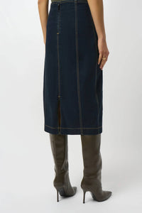 Joseph Ribkoff - Panelled Stretch Midi Denim Skirt