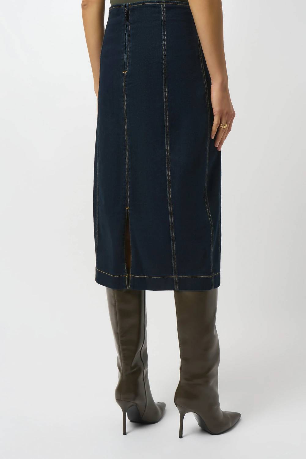 Joseph Ribkoff - Panelled Stretch Midi Denim Skirt