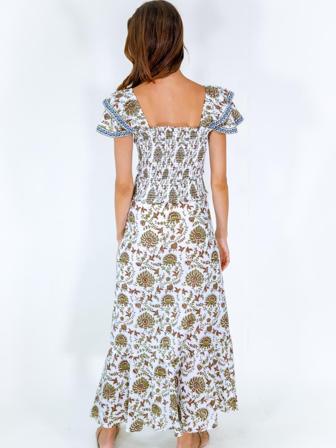 Erica Wilson Coast Wrap Skirt in florence floral - women's skirt - detail view