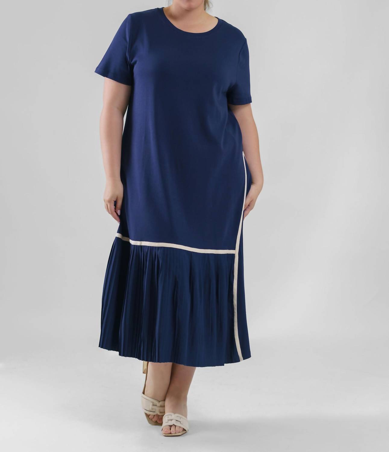Joh - Rowan Pointe Knit Dress With Pleating - Plus Size