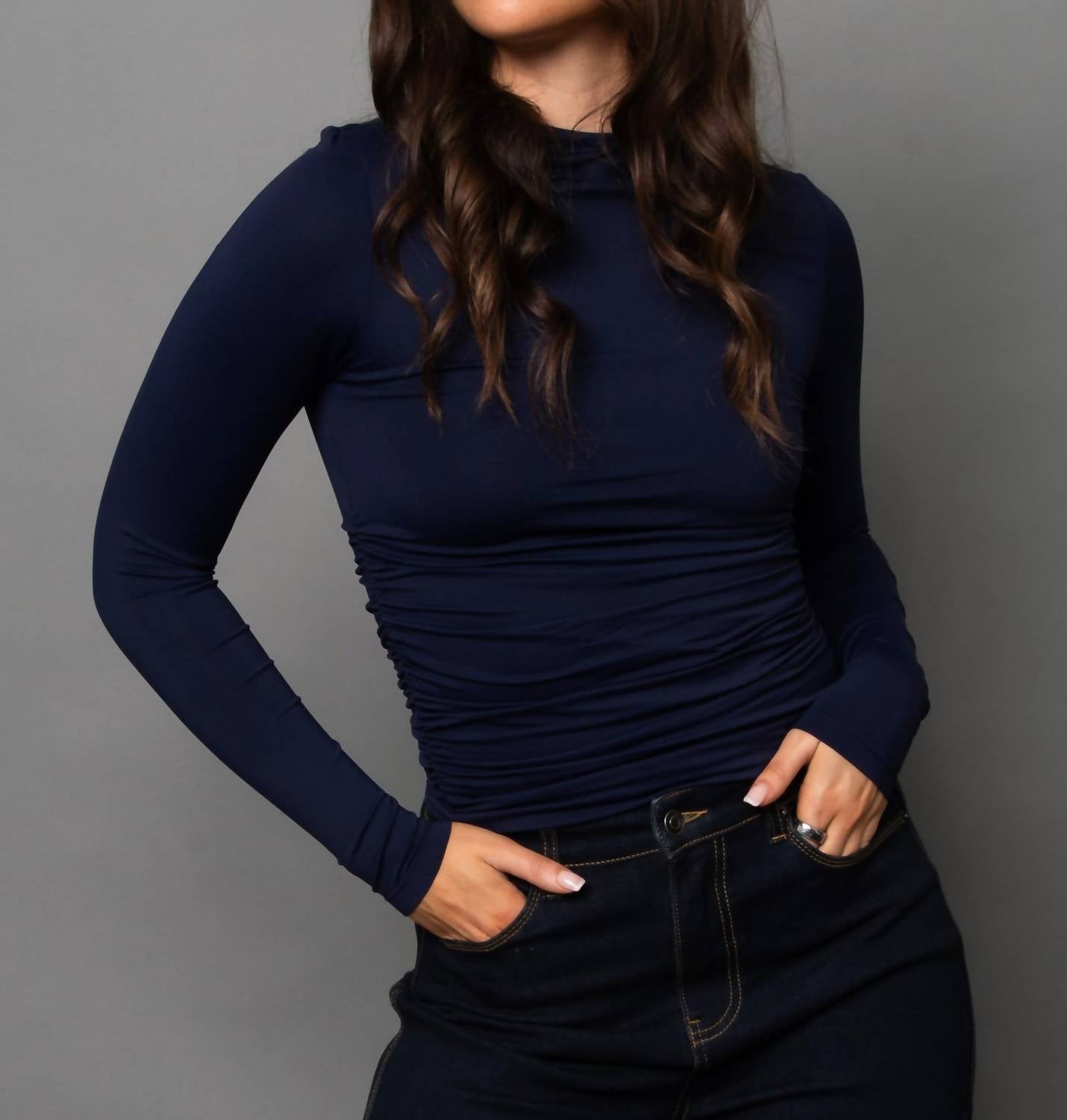 Second Skin By Rd Style - Funnel Neck Ruched Top