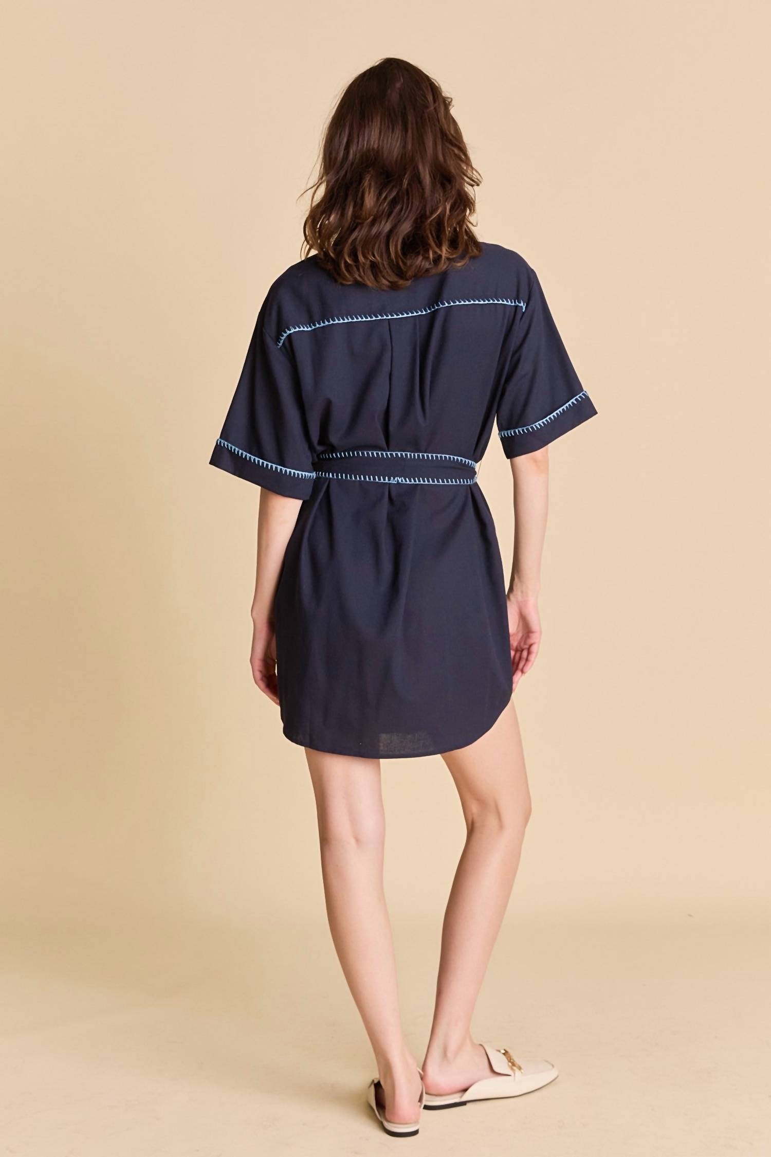 English Factory - Stitch Detailed Shirt Mini Dress