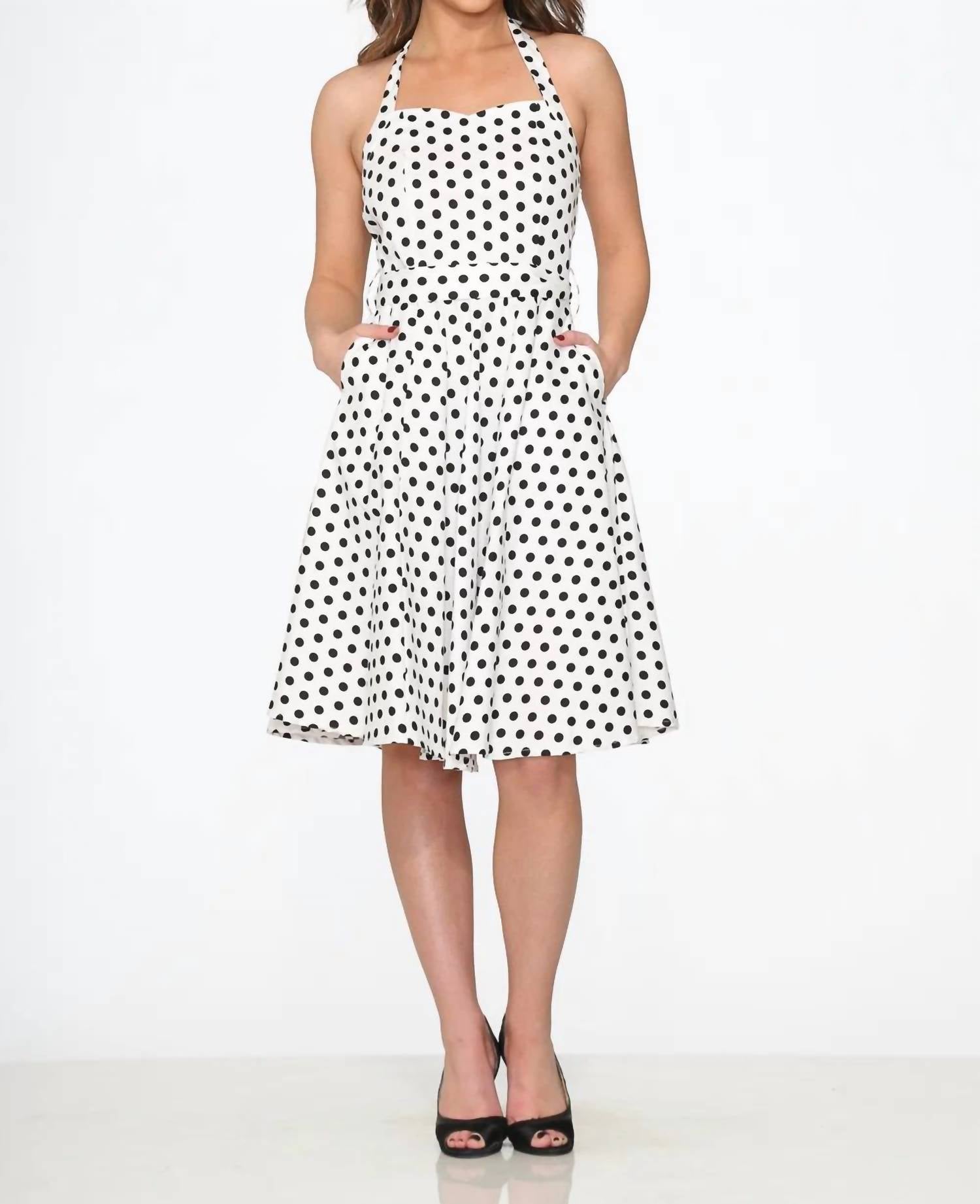 Orchid Bloom - Polka Dot Halter Dress