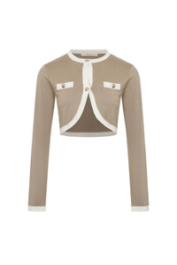 RIVIR Women's 2 Tone Shrug Set in beige white - women's cardigan