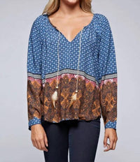 Lovestitch - Paisley Border Feather Tassel Top