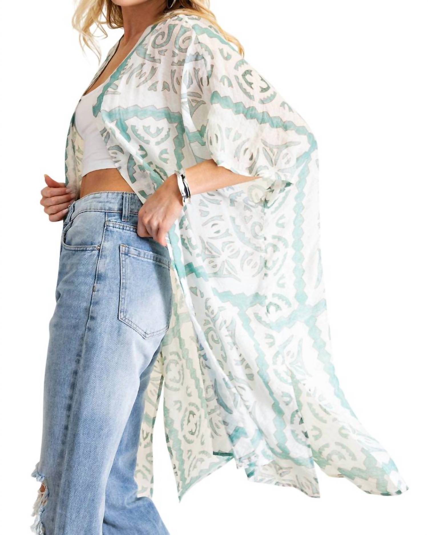 Kori - Aztec Printed Long Kimono