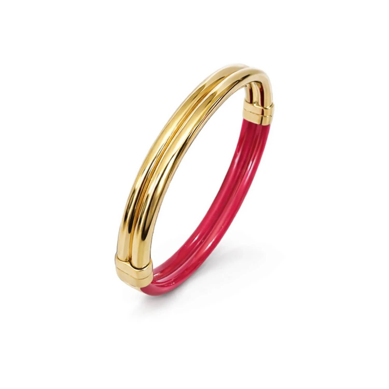 Gold & Honey - Women's Ridge Lucite Hinge Bangle