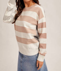Hem & Thread Blocking Out Sweater in taupe - women's sweater - alternate view