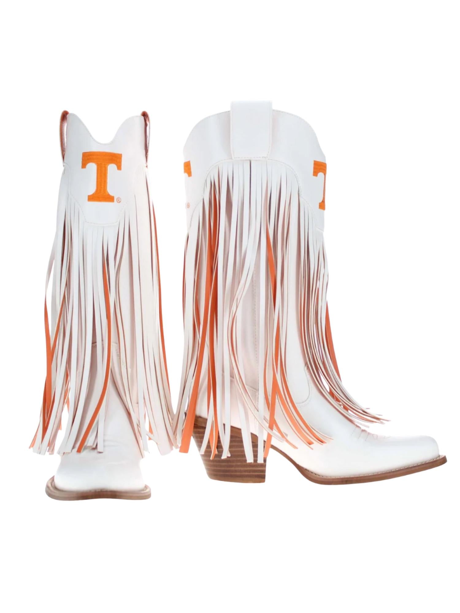 Vaccari Boots Women's Kacey Tennessee Fringe Cowgirl Boots in white - women's shoe