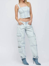 Hidden - Light Wash Bustier Top