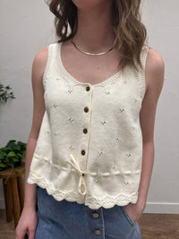 WISHLIST Scallop Hem Sweater Tank in dark natural - women's tank top
