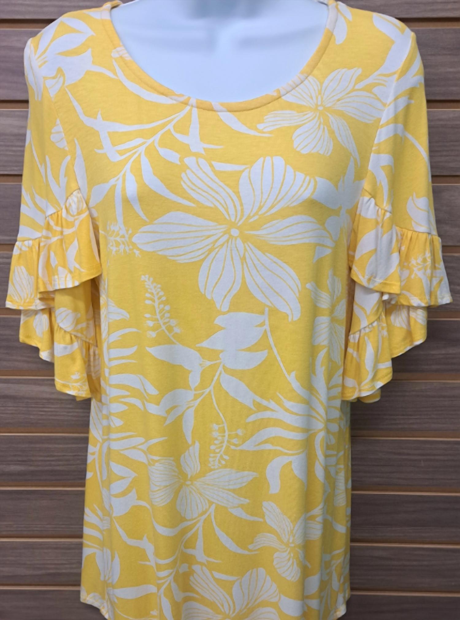 First Love - Women's Floral Ruffle Sleeve Top