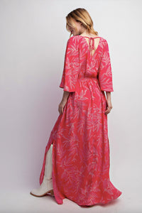 Easel - Leaf Printed Laura Maxi Dress