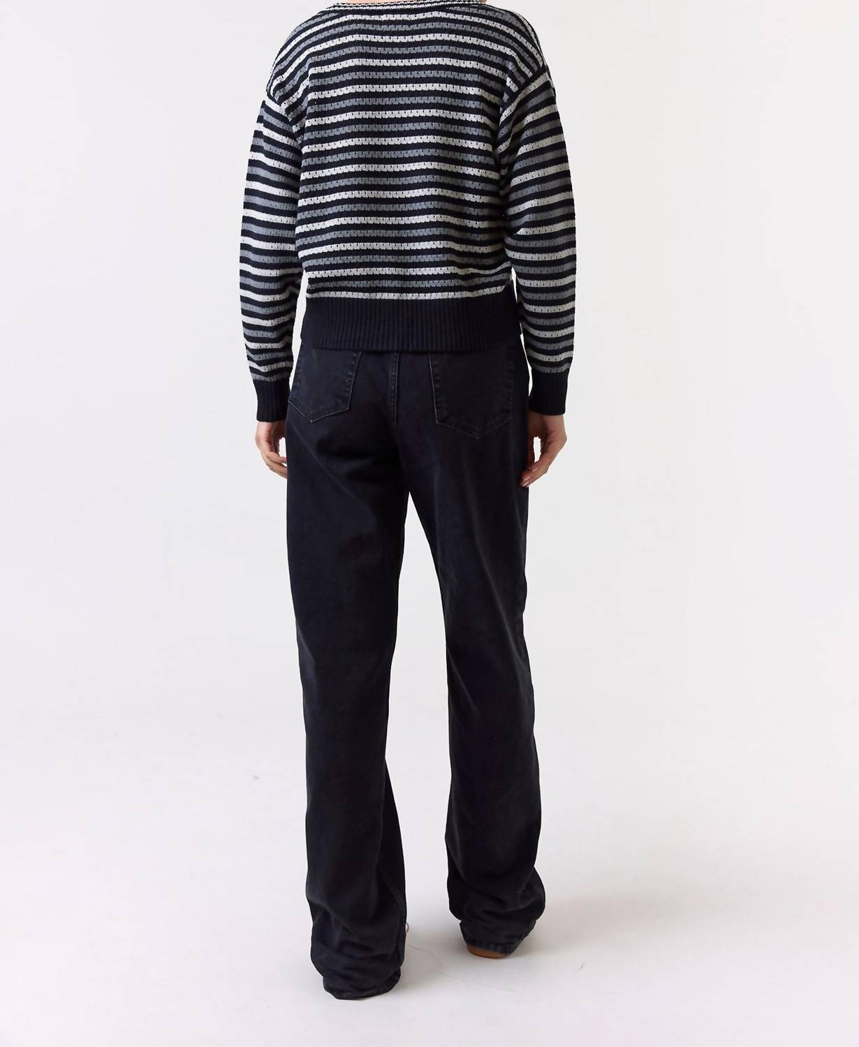 Wispr Pamilla Stripe Cardigan in black - women's cardigan - detail view