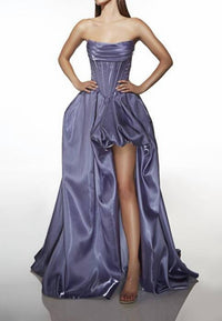 ALYCE PARIS Cutaway Bubble Slit Basque Waist Dress in purple haze - women's dress