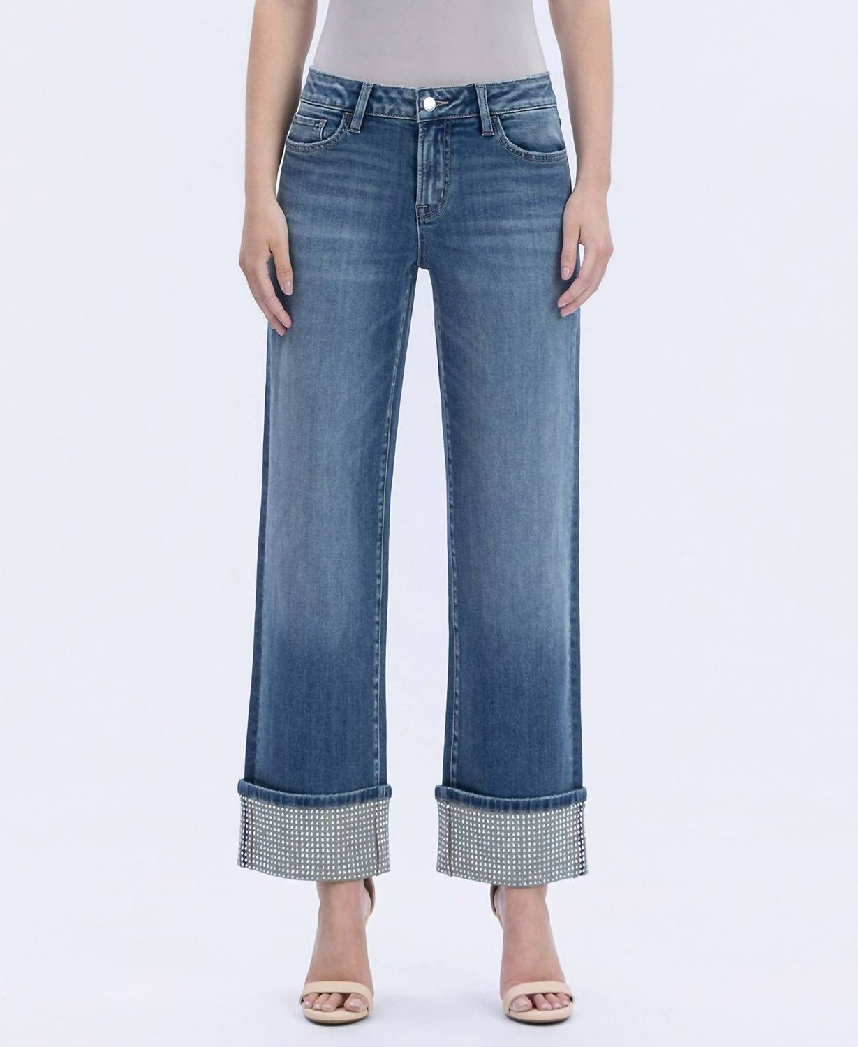 Flying Monkey - Mid Rise Cuffed Slim Wide Jeans